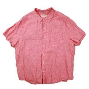 Tommy Bahama Linen Short Sleeve Button Up Shirt Men's XXL Orange Pink Beach